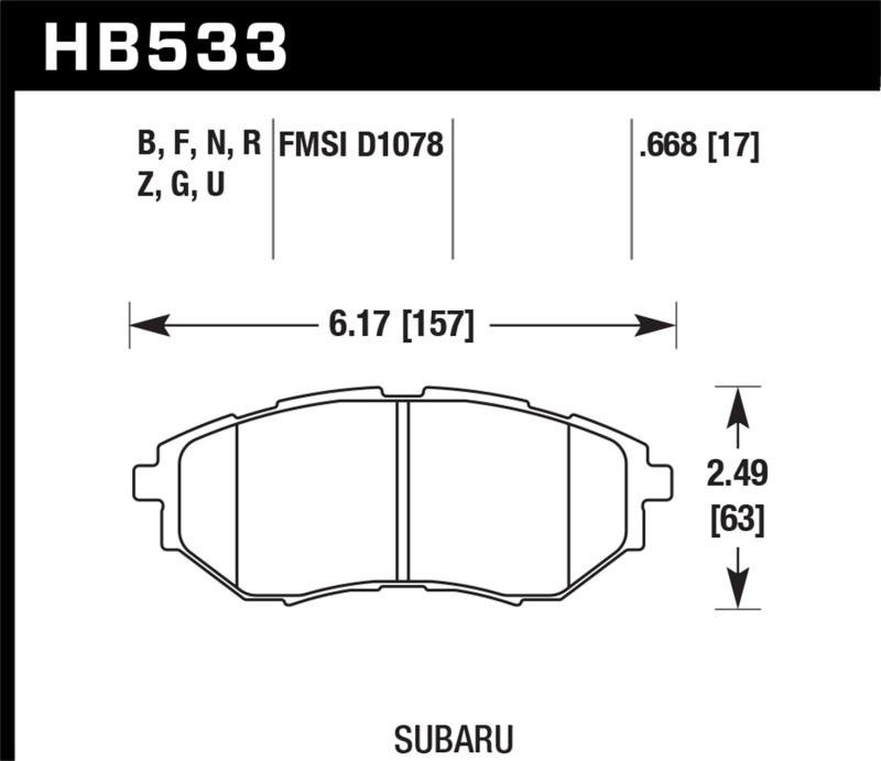 Hawk Subaru Tribeca / Legacy DTC-70 Race Front Brake Pads