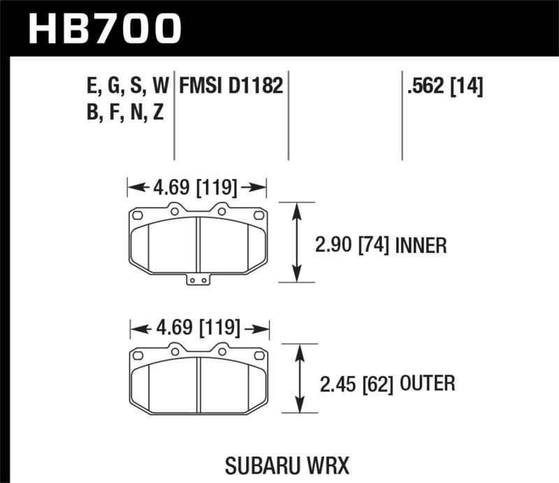 Hawk 06-07 WRX DTC-60 Front Race Brake Pads