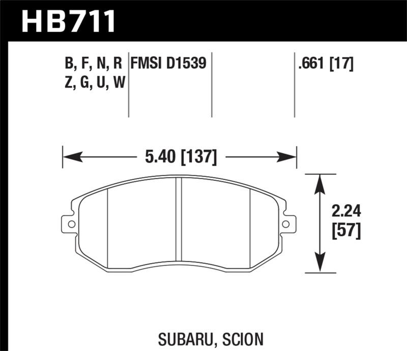 Hawk 13 Subaru BRZ/13 Legacy 2.5i / 13 Scion FR-S DTC-70 Front Race Brake Pads