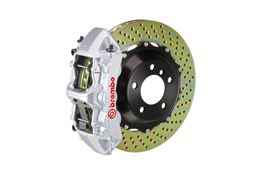 Brembo GT Systems Monobloc 6 Piston Front Big Brake Kit Silver Drilled Rotors