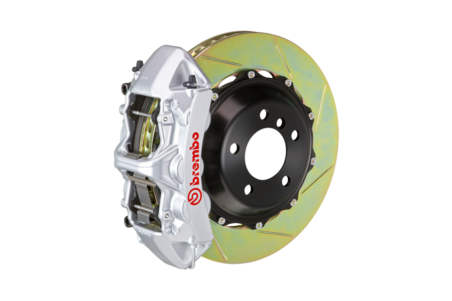 Brembo GT Systems Monobloc 6 Piston Front Big Brake Kit Silver Slotted Rotors