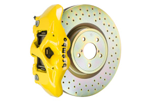 Brembo GT Systems Monobloc 4 Piston 326mm Cross Drilled Front Yellow BBK