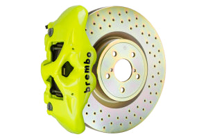 Brembo GT Systems Monobloc 4 Piston 326mm Cross Drilled Front Fluorescent Yellow BBK