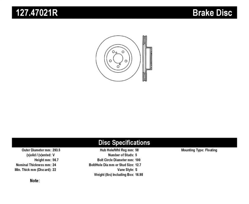 StopTech Slotted & Drilled Sport Brake Rotor - Right