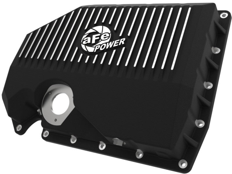 aFe Oil Sensor Engine Oil Pan Black POWER Street Series w/ Machined Fins
