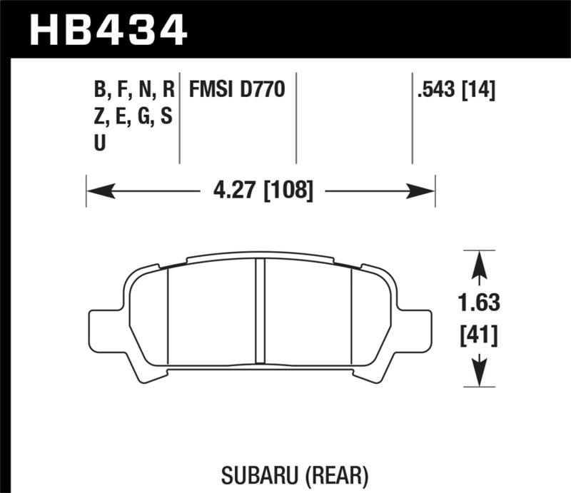 Hawk Subaru Baja/Forester/Impreza/Legacy DTC-60 Race Rear Brake Pads