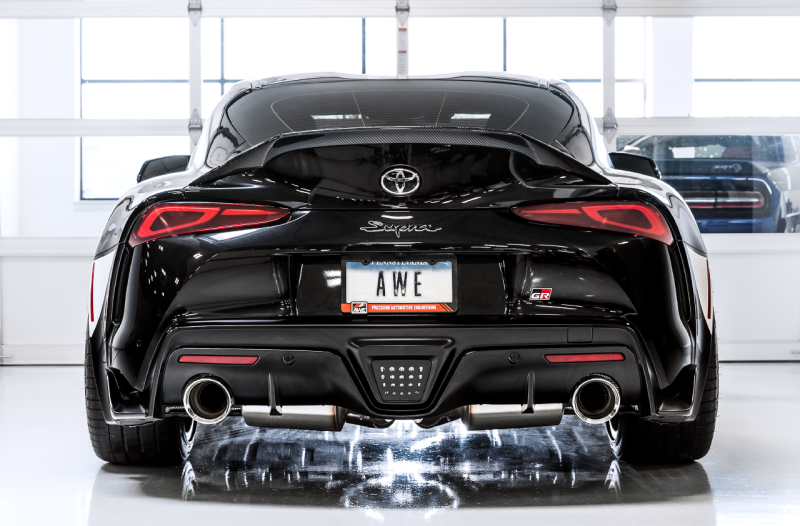 AWE 2020 Toyota Supra A90 Non-Resonated Touring Edition Exhaust - 5in Diamond Black Tips