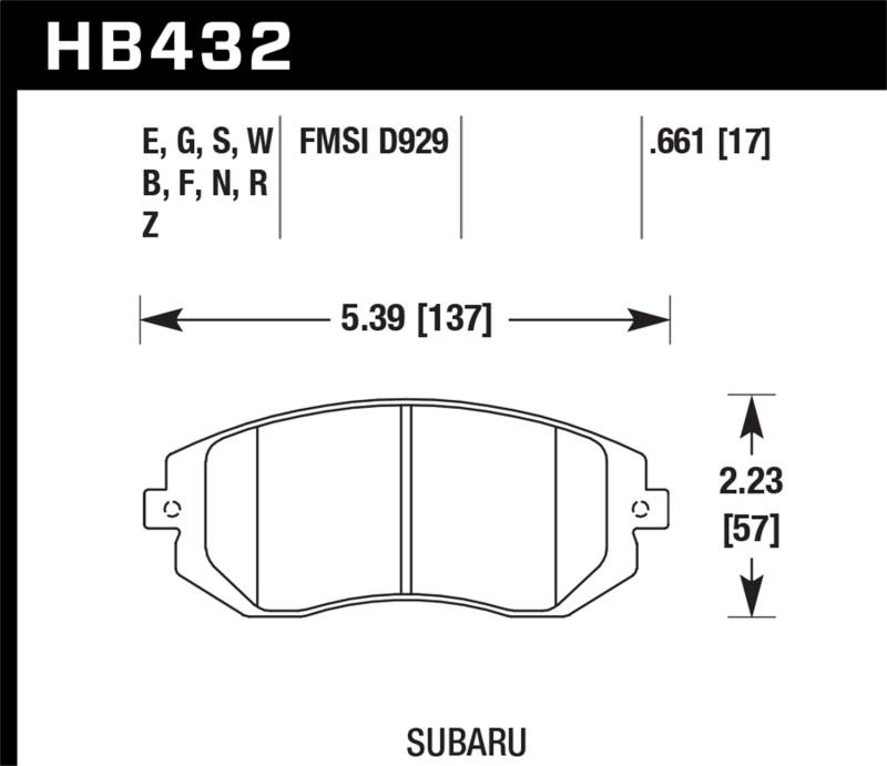 Hawk 03-05 & 08-11 Subaru WRX / 05-06 Saab 9-2X DTC-30 Front Race Pads