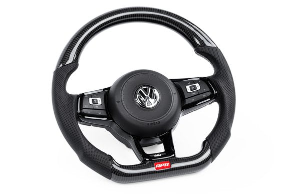 APR Carbon Fiber & Leather Steering Wheel w/Silver Stitching