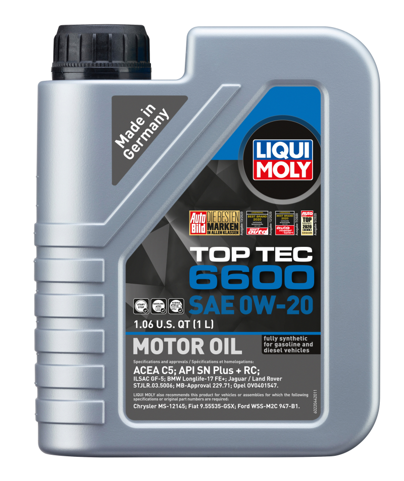 LIQUI MOLY 1L Top Tec 6600 Motor Oil 0W20 - Single
