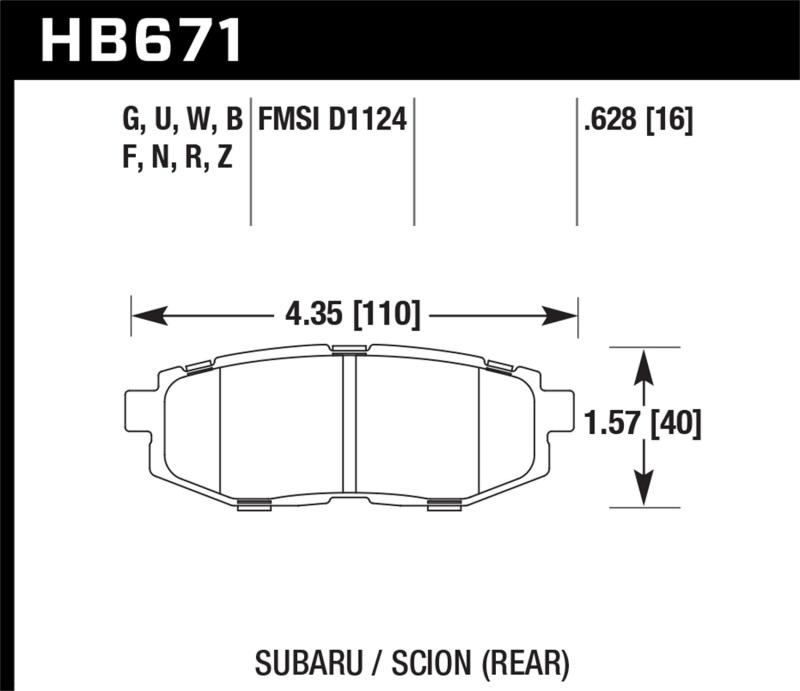 Hawk 13 Scion FR-S / 13 Subaru BRZ/10-12 Legacy 2.5 GT/3.6R HT-10 Race Rear Brake Pads