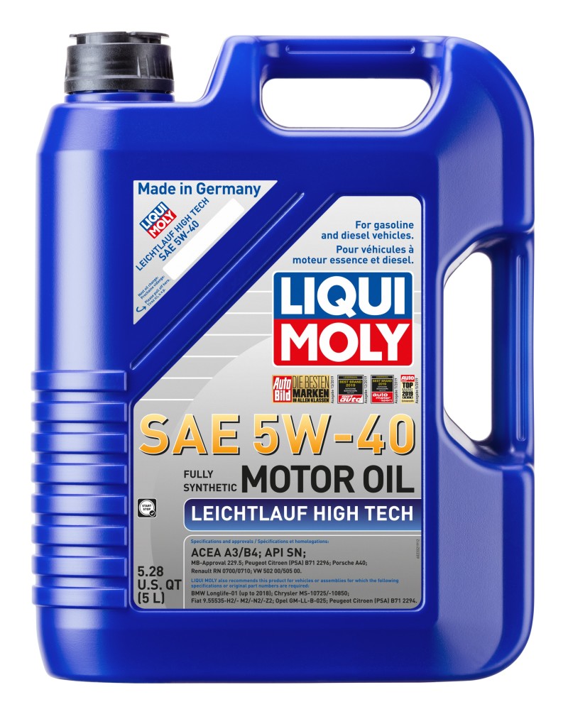 LIQUI MOLY 5L Leichtlauf (Low Friction) High Tech Motor Oil 5W40 - Single