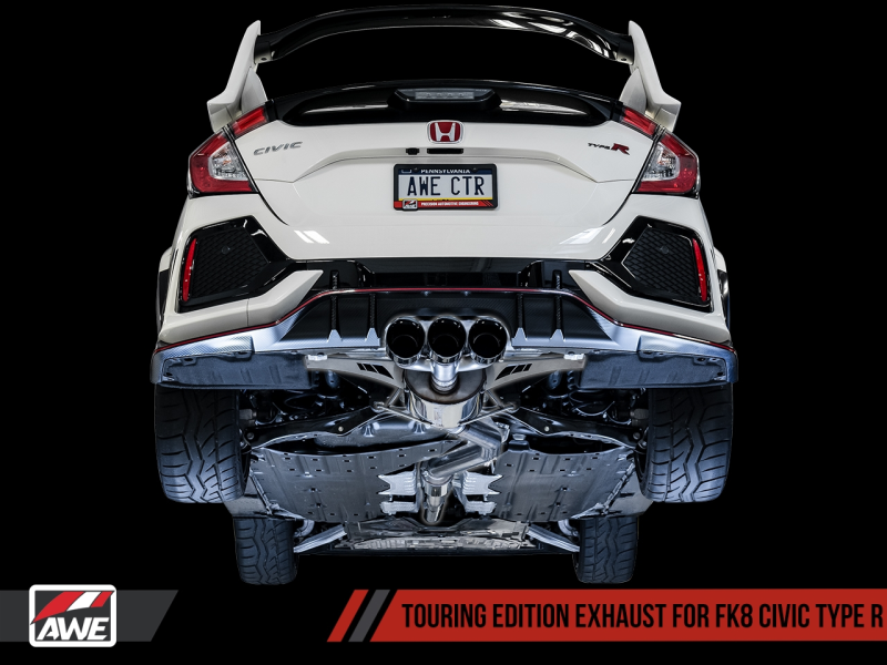 AWE Tuning 2017+ Honda Civic Type R Touring Edition Exhaust w/Front Pipe & Triple Chrome Silver Tips